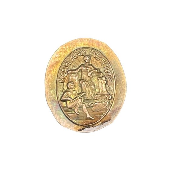 Maryland Institute Charm Pendant Fob Vintage 1940s Gold Tone - Picture 1 of 3